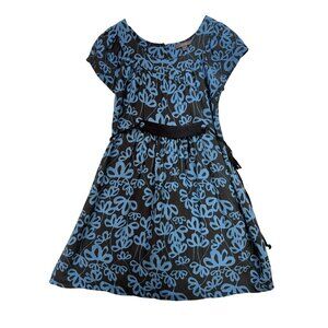 Twenty One Fit & Flare Dress Womens Size M Blue Floral Short Sleeves Boho Casual